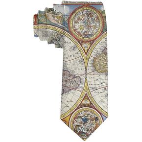 ربطة عنق أنيقة للرجال بنمط خريطة العالم الجغرافي القديمة مقاس واحد in Kuwait
