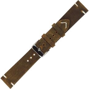 time+ 2 Piece Distressed Vintage Leather Watch Strap Rust Brown - Choose Color & Width (18mm,20mm,22mm,24mm)