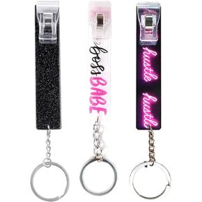 Card Grabber For Long Nails, Acrylic Debit Bank Card Grabber Keychain For Women ATM Card Clip Pom Pom Ball and Plastic Clip