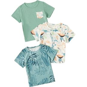 Floerns Toddler Boys 3 Pcs Casual Crewneck T Shirt Short Sleeve Solid Tee Shirt Top