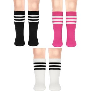 3 Pairs Toddler Soccer Socks Kids Soccer Socks Girls Boys Baby Knee Socks Kids Boys Socks Toddler Kids Tube Socks