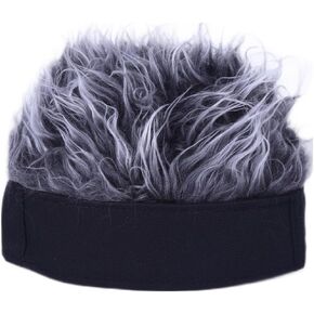 Men's Novelty Spiked Hair Funny Brimless Hats Fake Wig Peaked Adjustable Skullcap Beanie Caps