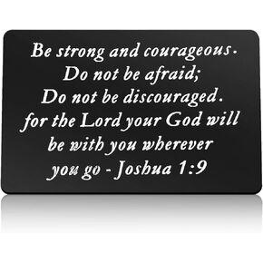 Christian Engraved Wallet Insert Card Inspirational Gifts For Men Women Be Strong and Courageous The Lord Will Be with You Encouragement Gifts Religious Card Christmas Birthday Graduation Gifts