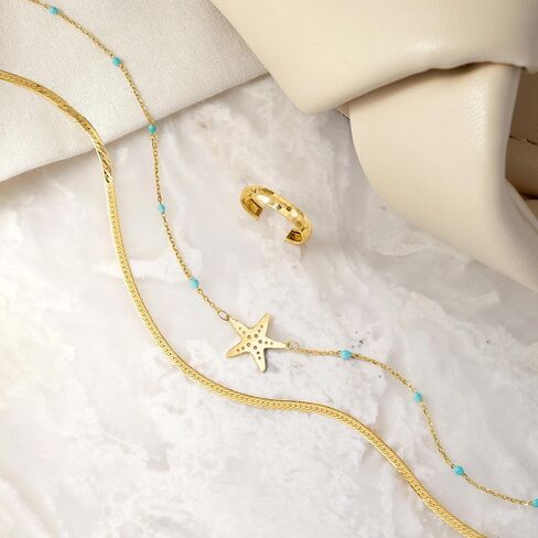 Ross-Simons RS Pure Italian 14kt Yellow Gold Starfish and Blue Enamel Station Anklet. 9 inches in Saudi Arabia