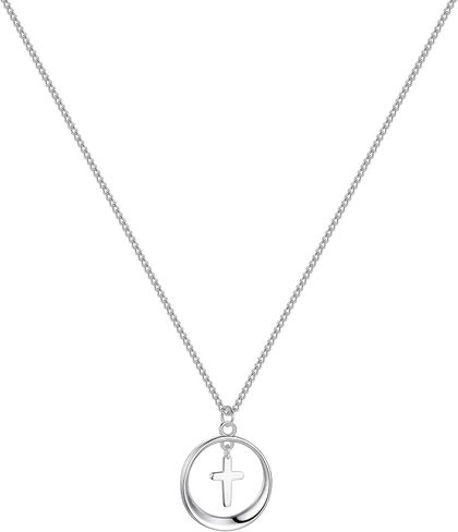 YixNahz Dainty 925 Sterling Silver Cross Necklace for Women, Trendy Womens Cross Necklace for Girls Simple Silver Pendant Link Chains for Teen Girls Birthday Jewelry Gifts in Saudi Arabia