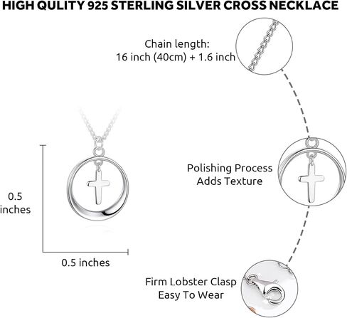 YixNahz Dainty 925 Sterling Silver Cross Necklace for Women, Trendy Womens Cross Necklace for Girls Simple Silver Pendant Link Chains for Teen Girls Birthday Jewelry Gifts in Saudi Arabia