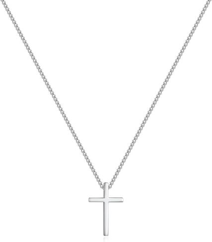 YixNahz Dainty 925 Sterling Silver Cross Necklace for Women, Trendy Womens Cross Necklace for Girls Simple Silver Pendant Link Chains for Teen Girls Birthday Jewelry Gifts in Saudi Arabia