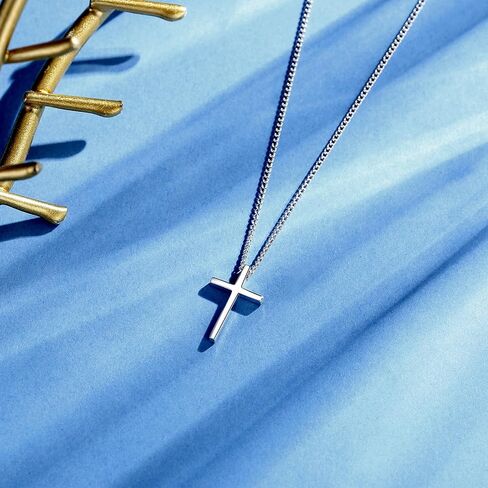 YixNahz Dainty 925 Sterling Silver Cross Necklace for Women, Trendy Womens Cross Necklace for Girls Simple Silver Pendant Link Chains for Teen Girls Birthday Jewelry Gifts in Saudi Arabia
