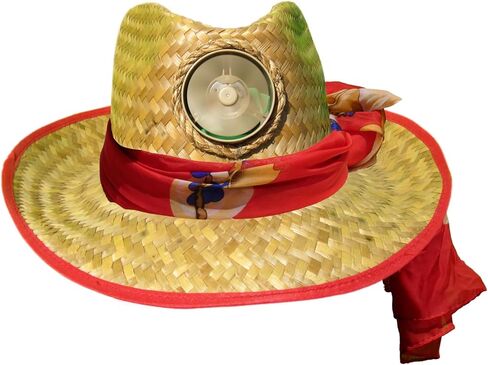 KOOL BREEZE SOLAR HAT for Women - Straw Hat Lady's Brown Fedora Red Under with Solid Colored Scarf - Sun Hat with Solar Panel and Built-in Fan, Brown, One size in Kuwait