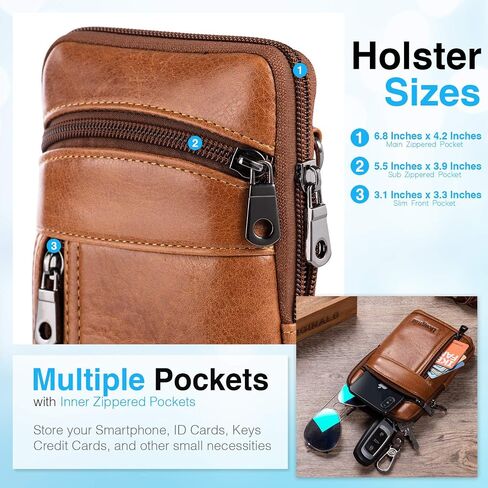 Hengwin Leather Phone Holster for iPhone 14 Plus 13 Pro Max 12 Pro Max Samsung Galaxy A32 A12 S22 Ultra Note 20 Ultra Moto G Stylus Belt Clip Case Crossbody Bag Wallet Purse Cell Phone Pouch in Saudi Arabia