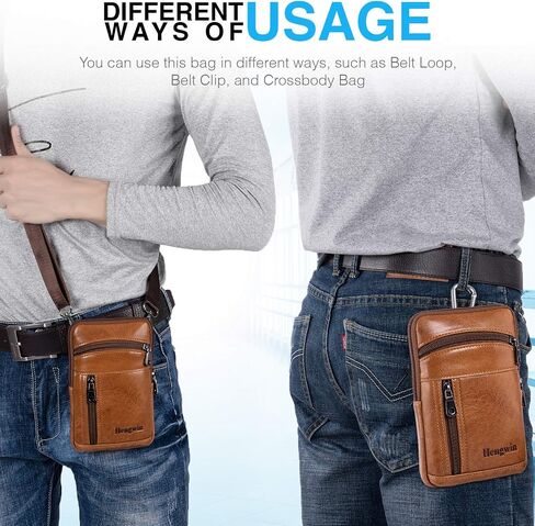Hengwin Leather Phone Holster for iPhone 14 Plus 13 Pro Max 12 Pro Max Samsung Galaxy A32 A12 S22 Ultra Note 20 Ultra Moto G Stylus Belt Clip Case Crossbody Bag Wallet Purse Cell Phone Pouch in Saudi Arabia