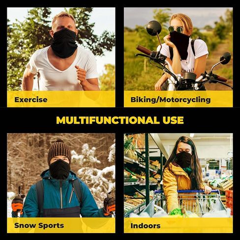 قناع الرقبة للرجال والنساء - واقي الوجه والرقبة - مصنوع من نسيج نحاسي خفيف الوزن ومسامي - قناع وجه متعدد الاستخدام - أسود، عبوتان in Kuwait