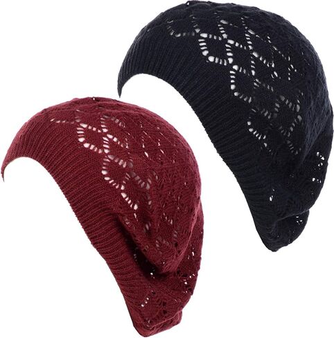 an Womens Crochet Hat Flower Beanie Beret Fashion Accessory Lightweight Knit Cap in Saudi Arabia