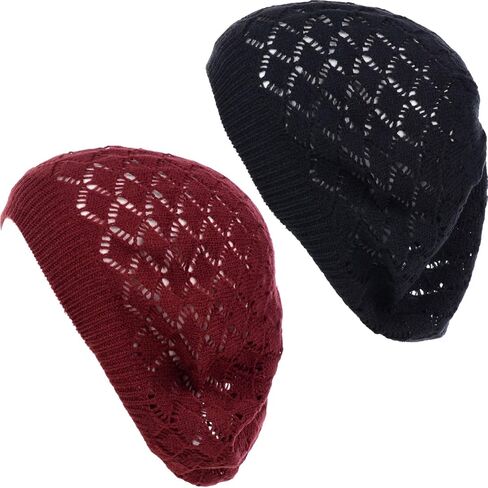 an Womens Crochet Hat Flower Beanie Beret Fashion Accessory Lightweight Knit Cap in Saudi Arabia