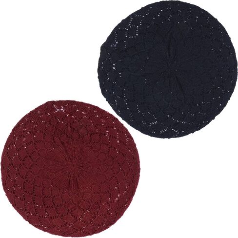 an Womens Crochet Hat Flower Beanie Beret Fashion Accessory Lightweight Knit Cap in Saudi Arabia