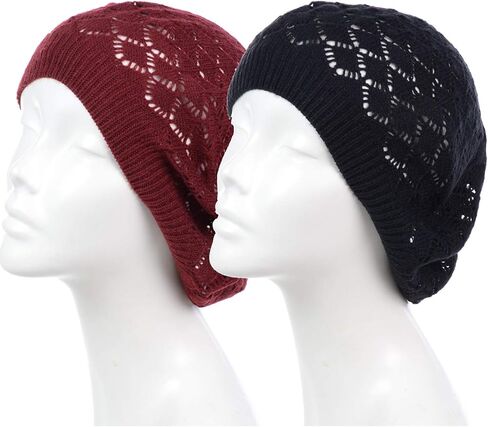 an Womens Crochet Hat Flower Beanie Beret Fashion Accessory Lightweight Knit Cap in Saudi Arabia