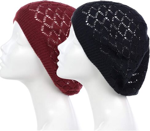 an Womens Crochet Hat Flower Beanie Beret Fashion Accessory Lightweight Knit Cap in Saudi Arabia