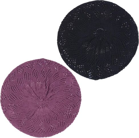 an Womens Crochet Hat Flower Beanie Beret Fashion Accessory Lightweight Knit Cap in Saudi Arabia