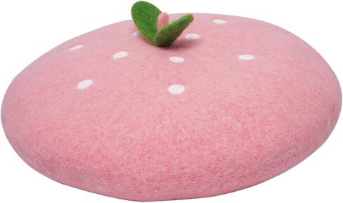 قبعة مطرزة برسمة الفراولة الوردية قبعة كاواي الحيوانات التنكرية قبعة كلاسيكية هدية عيد الميلاد، وردي، مقاس واحد, زهري, One Size in Kuwait