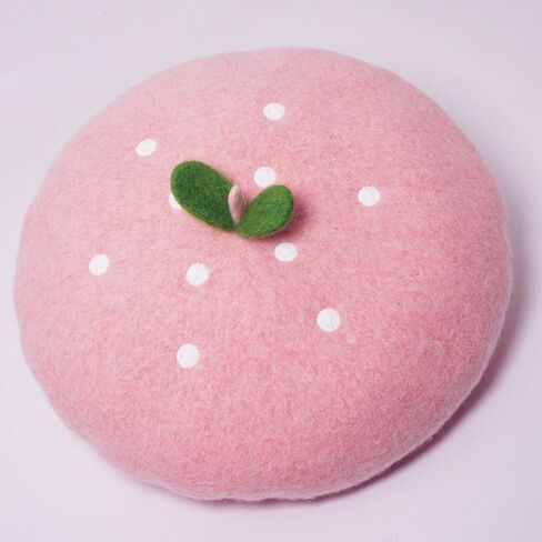 قبعة مطرزة برسمة الفراولة الوردية قبعة كاواي الحيوانات التنكرية قبعة كلاسيكية هدية عيد الميلاد، وردي، مقاس واحد, زهري, One Size in Kuwait