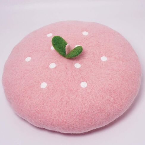 قبعة مطرزة برسمة الفراولة الوردية قبعة كاواي الحيوانات التنكرية قبعة كلاسيكية هدية عيد الميلاد، وردي، مقاس واحد, زهري, One Size in Kuwait