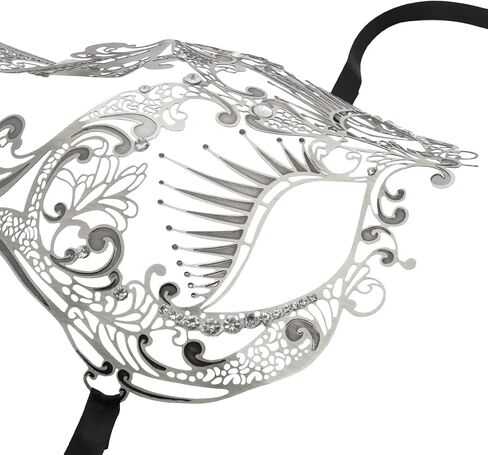 قناع تنكر معدني عتيق من Qavctw للنساء قناع أرنب من حجر الراين اللامع قناع ماردي غرا قناع أرنب للسيدات قناع نصف وجه in Kuwait