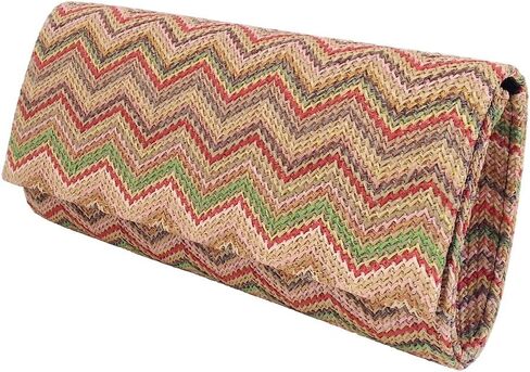 Multi Color Chevron Straw Clutch in Saudi Arabia