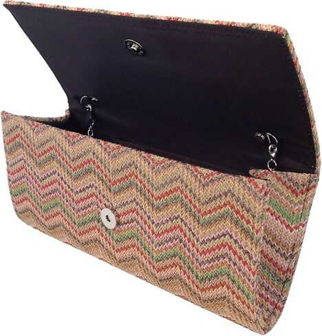 Multi Color Chevron Straw Clutch in Saudi Arabia