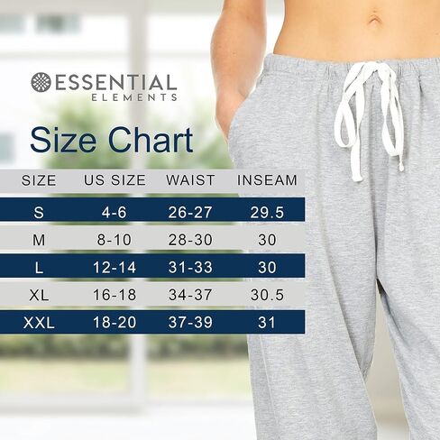 مجموعة من 3 قطع من Essential Elements: بنطلون رياضي قطني للسيدات - 100% قطن صالة رياضية كاجوال للنوم كاجوال بيجامة PJ بنطلون رياضي in Kuwait