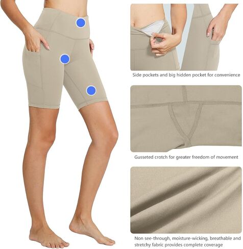 BALEAF Women's 8"/ 7"/ 5" Biker Shorts High Waist Yoga Workout Gym Running Volleyball Spandex Shorts with Pockets in Saudi Arabia