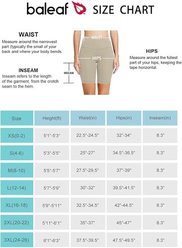 BALEAF Women's 8"/ 7"/ 5" Biker Shorts High Waist Yoga Workout Gym Running Volleyball Spandex Shorts with Pockets in Saudi Arabia