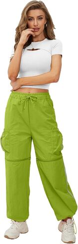 Cargo Pants Womens Baggy Parachute Pants Low Waist Layered Ruched Pants Y2K Pants Streetwear with Pockets in Saudi Arabia