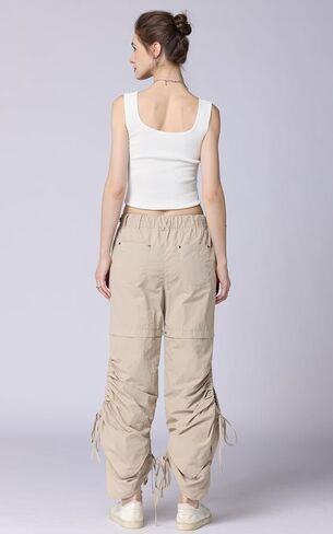 Cargo Pants Womens Baggy Parachute Pants Low Waist Layered Ruched Pants Y2K Pants Streetwear with Pockets in Saudi Arabia