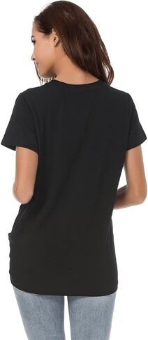 Womens Cotton T-Shirts Casual Short Sleeve Loose Fitting Tunic Basic Tee Tops in Kuwait
