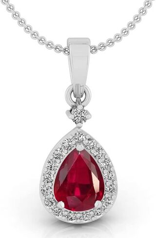 LMDPRAJAPATIS Natural 8.25 Carat Certified Original Birthstone Red Ruby Manik 925 Sterling Silver Beautiful Pendant Pear Shape Pendant/Gift Her pendant for women's in Saudi Arabia