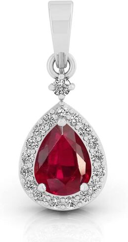 LMDPRAJAPATIS Natural 8.25 Carat Certified Original Birthstone Red Ruby Manik 925 Sterling Silver Beautiful Pendant Pear Shape Pendant/Gift Her pendant for women's in Saudi Arabia