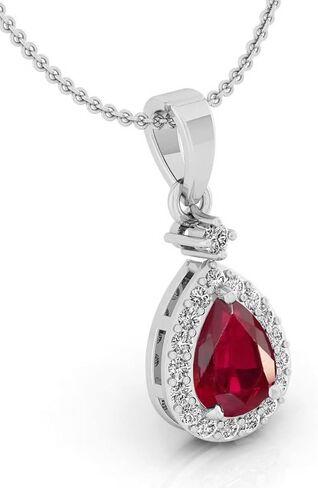LMDPRAJAPATIS Natural 8.25 Carat Certified Original Birthstone Red Ruby Manik 925 Sterling Silver Beautiful Pendant Pear Shape Pendant/Gift Her pendant for women's in Saudi Arabia