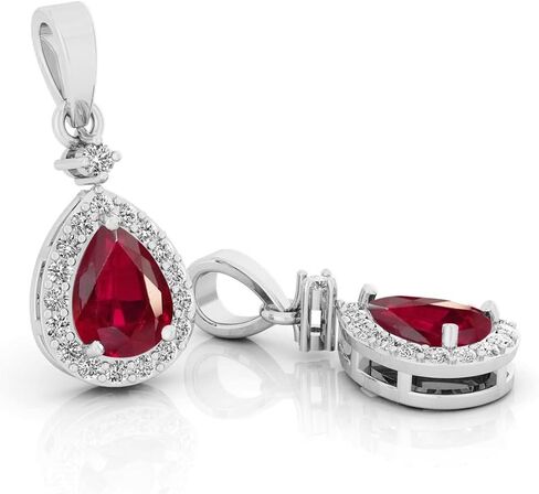 LMDPRAJAPATIS Natural 8.25 Carat Certified Original Birthstone Red Ruby Manik 925 Sterling Silver Beautiful Pendant Pear Shape Pendant/Gift Her pendant for women's in Saudi Arabia