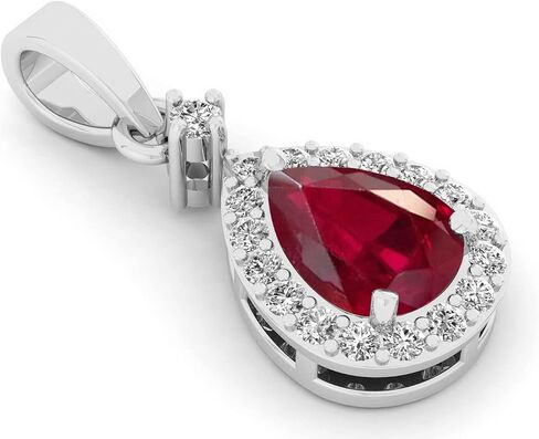 LMDPRAJAPATIS Natural 8.25 Carat Certified Original Birthstone Red Ruby Manik 925 Sterling Silver Beautiful Pendant Pear Shape Pendant/Gift Her pendant for women's in Saudi Arabia