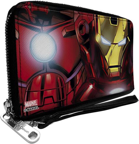 Buckle-Down Marvel Comics Wallet, Zip Around, Iron Man Arc Reactor and Face Close Up, Vegan Leather in Saudi Arabia