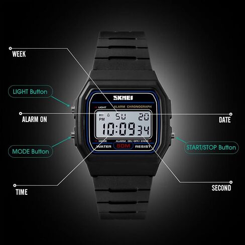 SKMEI Digital Sport Watch, Upgraded 50M Waterproof Wristwatch for Men Women, LED Back Light, Ultra-Light Only 80g in Saudi Arabia