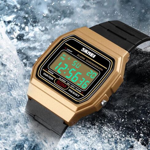 ساعة SKMEI الرياضية الرقمية، ساعة يد مطورة مقاومة للماء حتى 50 متر للرجال والنساء، إضاءة خلفية LED، خفيفة للغاية 80 جرام فقط in Kuwait