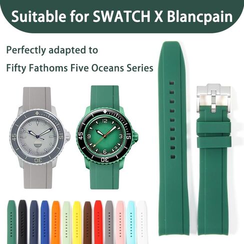 20mm/22mm Curved Lug End FKM Rubber Strap Watch Band For Men & Women for Sports & Dive Watches-Replacement in Saudi Arabia