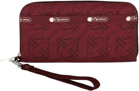 LeSportsac De Luxe Claret Tech Wallet Wristlet, Zip Around Wallet/Detachable Wristlet Strap, Holds Cell Phone, Style 3462/Color E471, LS Monogram Logo, Tonal Cranberry/Pomegranate Red Jewel-Tone Logo in Saudi Arabia