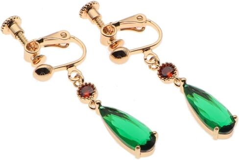 Howl's Earrings 18K Gold Clip on Earrings Castle Moving Jewelry Green Drop Dangle Earrings Cosplay Anime Gift for Women Men in Saudi Arabia