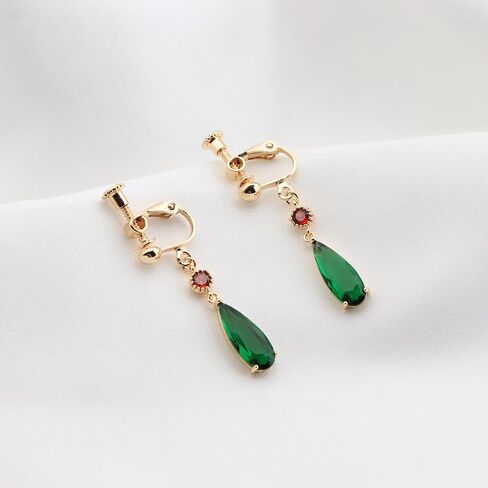 Howl's Earrings 18K Gold Clip on Earrings Castle Moving Jewelry Green Drop Dangle Earrings Cosplay Anime Gift for Women Men in Saudi Arabia