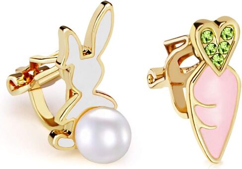 عيد الفصح كليب الأقراط الأرنب كليب على الأقراط الكريستال اللؤلؤ القرط الأرنب للنساء هدية in Kuwait