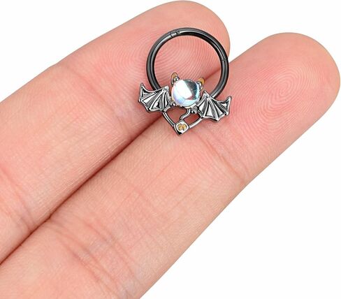 Qmcandy الفولاذ المقاوم للصدأ 16G الملاك الشرير متمحور الجزء الدائري اللؤلؤ جمشت أوباليت رصاصة استرخى الحاجز الفرس الأنف هوب in Kuwait