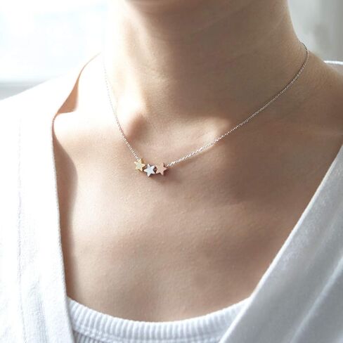 قلادة LAONATO 3 نجوم مختلطة الألوان مطلية بالنحاس، 17.5 بوصة in Kuwait