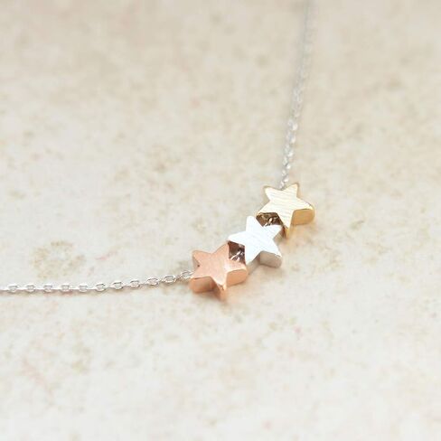 قلادة LAONATO 3 نجوم مختلطة الألوان مطلية بالنحاس، 17.5 بوصة in Kuwait